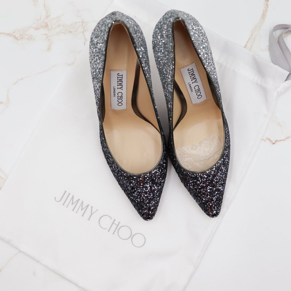 Jimmy Choo Romy 100 Navy/Silver, Size 36